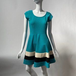 Hypnotique Fit and Flair Dress Sz  Large Blue,Black 97% Polyester 3% Spandex